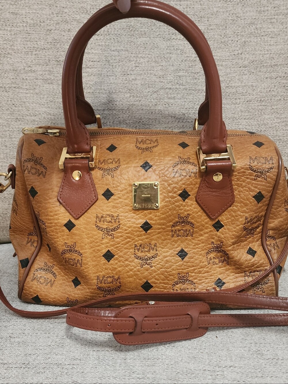 MCM Cognac Visetos Speedy Satchel - Cognac Brown
